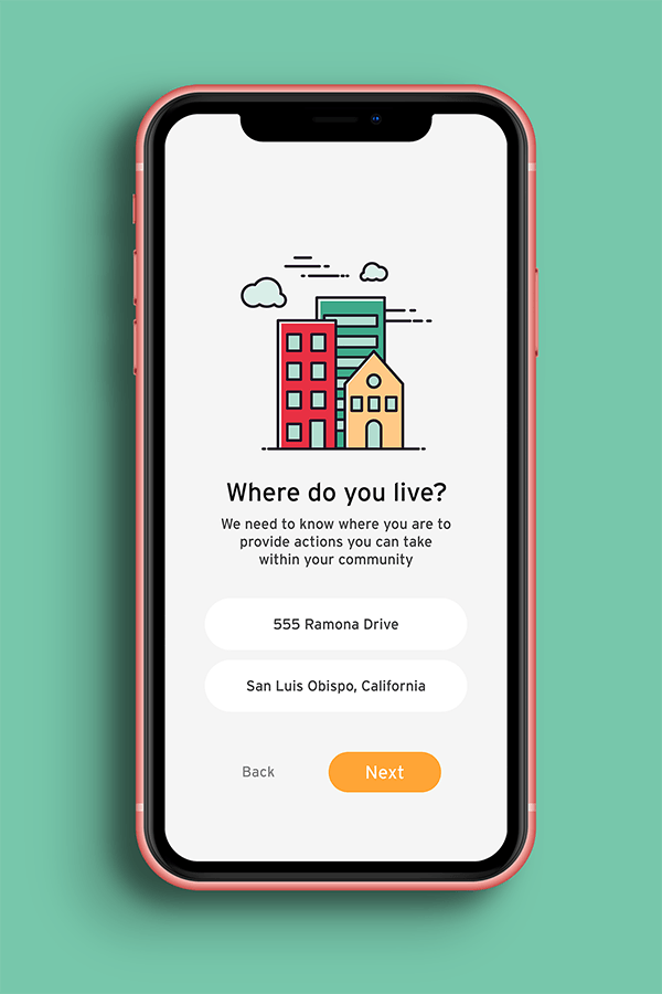 Loop's Sign Up: Your Location screen displayed in an iPhone against a teal background